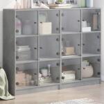 vidaXL Biblioteca cu usi, gri beton, 136x37x109 cm, lemn compozit GartenMobel Dekor (3206513) Comoda