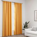 vidaXL Draperii opace aspect in, carlige, 2 buc. , galben, 140x245 cm GartenMobel Dekor (321198)