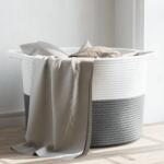 vidaXL Cos de rufe, gri si alb, Ø55x36 cm, bumbac GartenMobel Dekor (358469)