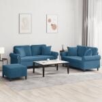 vidaXL Set de canapele cu perne, 3 piese, albastru, catifea GartenMobel Dekor (3202249) Canapea