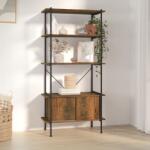 vidaXL Unitate rafturi cu 5 niveluri si dulap, 80x40x163 cm otel&lemn GartenMobel Dekor (336356) Biblioteca