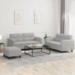 vidaXL Set de canapele cu perne, 3 piese, gri deschis, microfibra GartenMobel Dekor (3202321) Canapea
