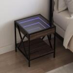 vidaXL Noptiera cu LED infinity, stejar maro, 40x40x49 cm GartenMobel Dekor (3284100)