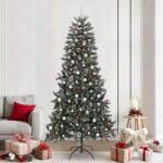 vidaXL Brad de Craciun artificial Verde 240 cm PVC si Plastic si Otel GartenMobel Dekor (3395907)