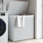 vidaXL Cos de rufe cu 2 sectiuni, alb, 53x35x57 cm, poliratan GartenMobel Dekor (372038)