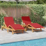 vidaXL Sezlong cu perna 3 pcs Rosu 40 x 40 x 40cm Lemn masiv de acacia GartenMobel Dekor (3325186)
