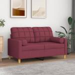 vidaXL Canapea cu 2 locuri cu pernute, rosu vin, 120 cm, textil GartenMobel Dekor (3200780) Canapea