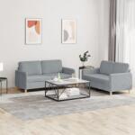 vidaXL Set de canapele cu perne, 2 piese, gri deschis, textil GartenMobel Dekor (3202086) Canapea