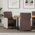 vidaXL Scaune de dining cu roti cu roti 2 pcs Maro 58 x 65 x 98 cm GartenMobel Dekor (42017885)