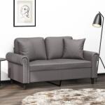 vidaXL Canapea cu 2 locuri cu pernute, gri, 120 cm, piele ecologica GartenMobel Dekor (3200927) Canapea