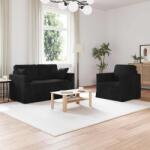 vidaXL Set de canapea 2 pcs Negru 138 x 78 x 80 cm Catifea GartenMobel Dekor (3407513) Canapea