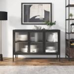 vidaXL Dulap, negru, 105x35x70 cm, sticla si otel GartenMobel Dekor (353002) Comoda