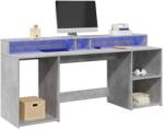 vidaXL Birou cu lumini LED, gri beton, 200x55x91 cm, lemn prelucrat GartenMobel Dekor (3309441)