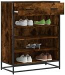 vidaXL Pantofar, stejar fumuriu, 75x38x97, 5 cm, lemn prelucrat/metal GartenMobel Dekor (3300877) Pantofar