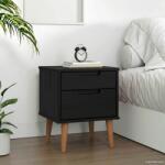 vidaXL Noptiera neagra din lemn masiv de pin, 2 sertare, 40 x 35 x 48 cm (42020932)