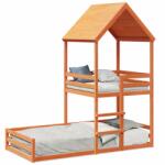 vidaXL Pat supraetajat cu acoperis maro ceruit 80x200cm lemn masiv pin GartenMobel Dekor (3282395)