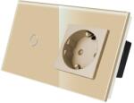 Luxion Intrerupator Simplu + Priza cu Rama din Sticla LUXION SmartElectro IntelligentHouse (LX-ST-101/MP010-G)