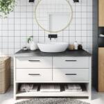vidaXL Blat de baie, gri închis, 100x50x(2-4) cm, lemn masiv tratat GartenMobel Dekor (3156228)