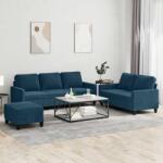 vidaXL Set de canapele cu perne, 3 piese, albastru, catifea GartenMobel Dekor (3201535) Canapea