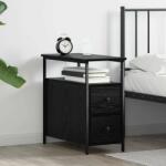 vidaXL Noptiera stejar negru 30x60x60 cm cu 2 sertare si raft, lemn compozit (871275)