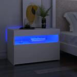 vidaXL Noptiera cu lumini LED, alb, 60x35x40 cm, lemn prelucrat GartenMobel Dekor (3082774)