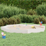 vidaXL Cutie de nisip cu scaune octogonale, alb, lemn masiv de pin GartenMobel Dekor (825024)