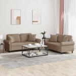 vidaXL Set de canapele cu perne, 2 piese, cappuccino, piele ecologica GartenMobel Dekor (3202164) Canapea