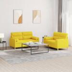 vidaXL Set de canapele cu perne, 2 piese, galben deschis, textil GartenMobel Dekor (3201589) Canapea