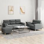 vidaXL Set de canapele cu perne, 3 piese, gri închis, textil GartenMobel Dekor (3201625) Canapea