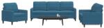 vidaXL Set de canapele cu perne, 3 piese, albastru, catifea GartenMobel Dekor (3278360) Canapea