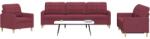 vidaXL Set de canapea, 3 piese, rosu vin, material textil GartenMobel Dekor (3278293) Canapea