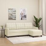 vidaXL Canapea cu 3 locuri si taburet, crem, 180 cm, piele ecologica GartenMobel Dekor (3201015) Canapea