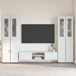 vidaXL Set comoda TV cu sertar FLORIN 3 pcs Alb lucios Lemn compozit GartenMobel Dekor (3397998)