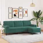 vidaXL Canapea cu 3 locuri si taburet, verde închis, 210 cm, catifea GartenMobel Dekor (3278279) Canapea