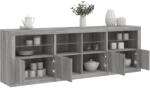 vidaXL Dulap cu lumini LED, gri sonoma, 202x37x67 cm GartenMobel Dekor (3209014) Comoda