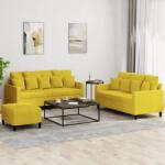 vidaXL Set de canapele cu perne, 3 piese, galben, catifea GartenMobel Dekor (3201716) Canapea