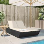 vidaXL Sezlong dublu cu perne, negru, poliratan GartenMobel Dekor (368179)