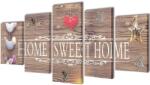 vidaXL Set tablouri din panza cu imprimeu Home Sweet Home, 100 x 50 cm GartenMobel Dekor (241592)