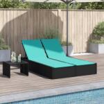 vidaXL Sezlong dublu cu perne, poliratan negru GartenMobel Dekor (368636)