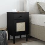 vidaXL Noptiera SENJA, aspect ratan negru, 40x35x65 cm, lemn masiv pin GartenMobel Dekor (358015)