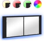 vidaXL Cabinet oglinda LED Stejar negru 100x12x45 cm Lemn laminat GartenMobel Dekor (875044)