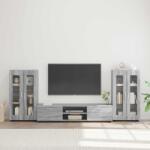 vidaXL Set comoda TV cu sertar FLORIN 3 pcs Gri Sonoma Lemn compozit GartenMobel Dekor (3397940)