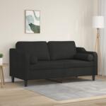 vidaXL Canapea cu 2 locuri cu pernute, negru, 140 cm, textil GartenMobel Dekor (3200849) Canapea