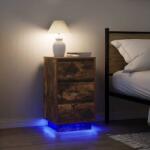 vidaXL Noptiera cu lumini LED Stejar afumat 38x34x65 cm GartenMobel Dekor (861305)