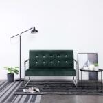 vidaXL Canapea cu 2 locuri cu brate, verde închis, crom si catifea GartenMobel Dekor (282164) Canapea