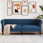 vidaXL Canapea Chesterfield cu 3 locuri, albastru, material textil GartenMobel Dekor (372562) Canapea