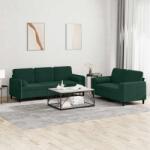 vidaXL Set canapea cu perne, 2 piese, verde închis, catifea GartenMobel Dekor (3202036) Canapea