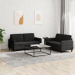 vidaXL Set canapea 2 piese, negru, catifea GartenMobel Dekor (3201979) Canapea