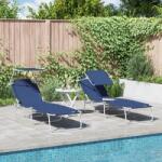 vidaXL Set de 2 sezlonguri pliabile cu copertina Albastru 600D Oxford Fabric GartenMobel Dekor (42003059)