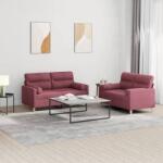 vidaXL Set canapea cu perne, 2 piese, rosu vin, material textil GartenMobel Dekor (3201590) Canapea